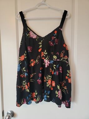 torrid Black Floral V-Neck Spaghetti Strap Camisole